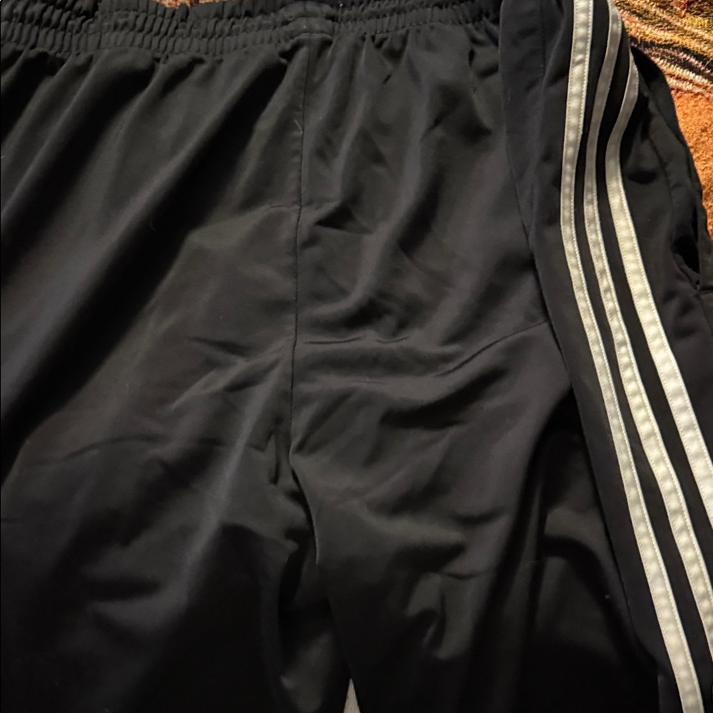 adidas Black Athletic Shorts with White Stripes XL